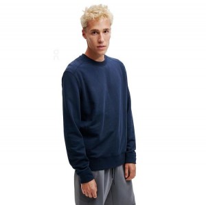 Férfi On Running Crew Neck Pulóverek Sötétkék | On_HU9161